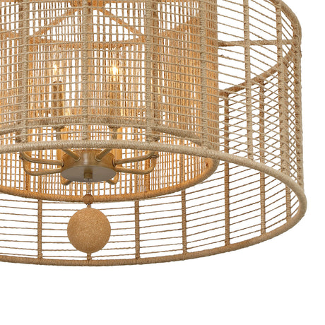 Sellah 8 Light Pendant 31", Jute and Satin Sand