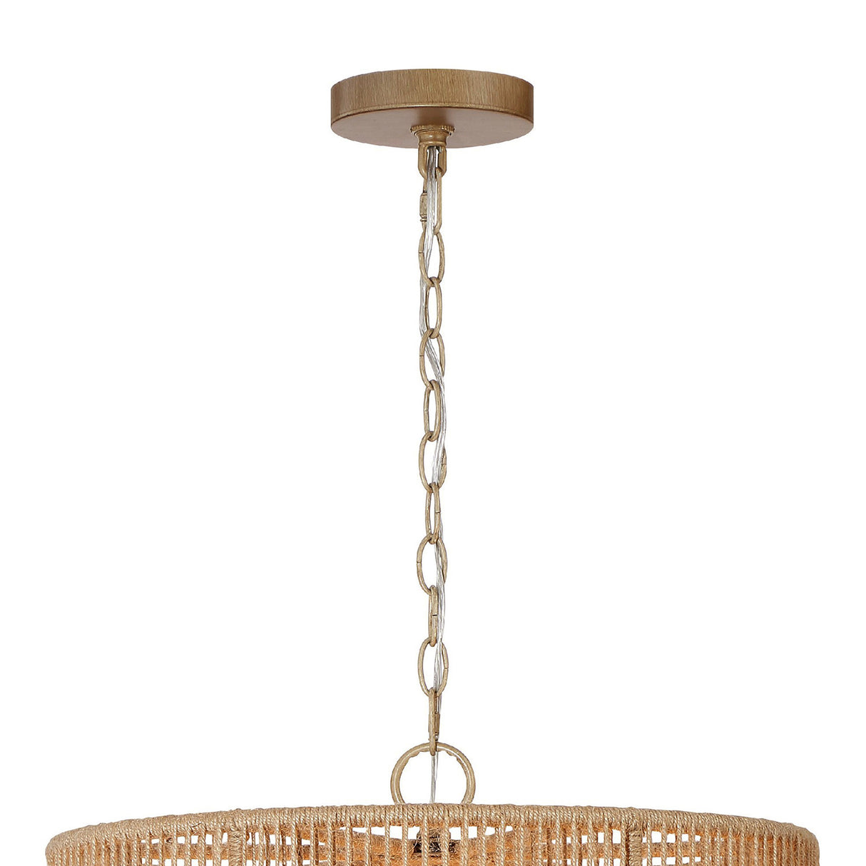 Sellah 8 Light Chandelier 31", Jute and Satin Sand