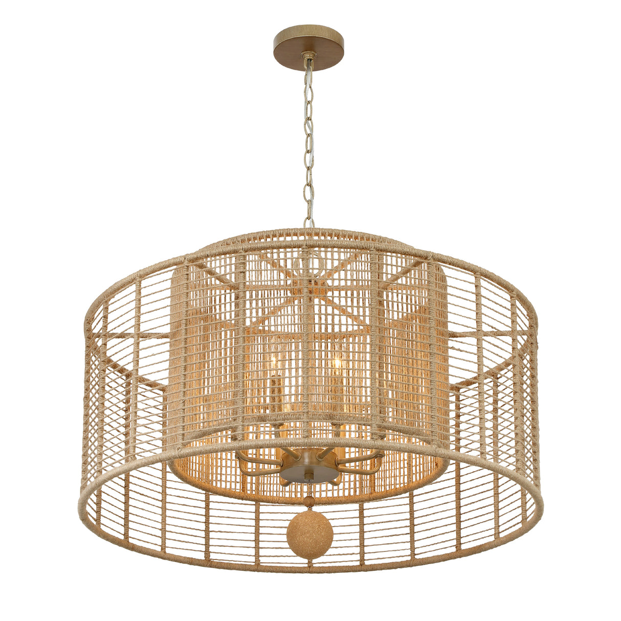 Sellah 8 Light Chandelier 31", Jute and Satin Sand