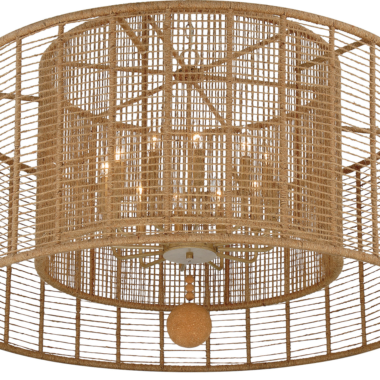 Sellah 12 Light Chandelier 43", Jute and Satin Sand