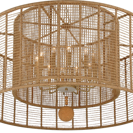Sellah 12 Light Pendant 43", Jute and Satin Sand
