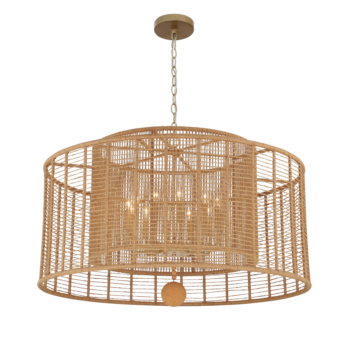 Sellah 12 Light Chandelier 43", Jute and Satin Sand