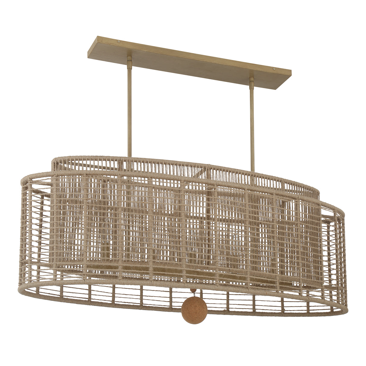 Sellah 5 Light Linear Chandelier 42", Jute and Satin Sand