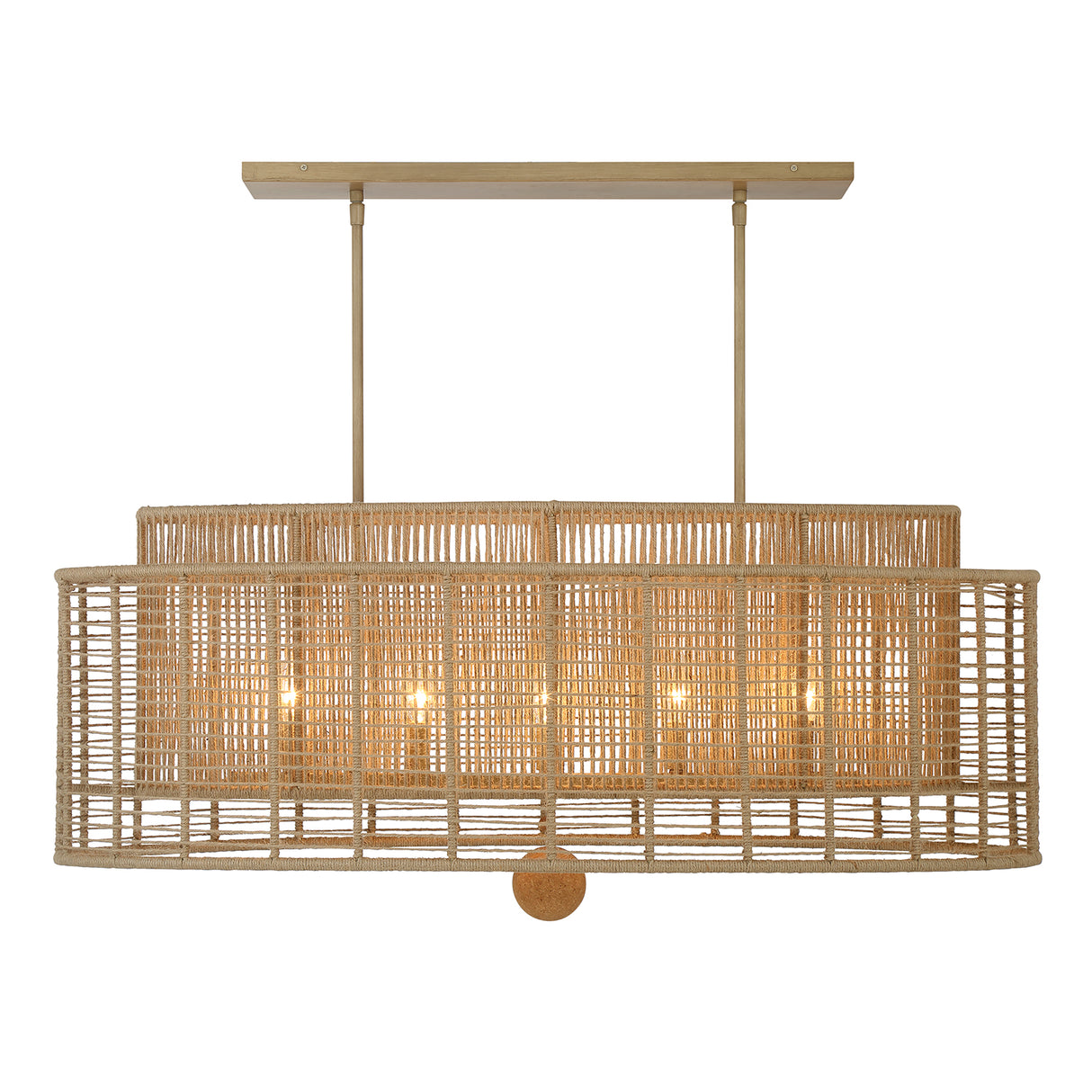 Sellah 5 Light Linear Pendant 42", Jute and Satin Sand