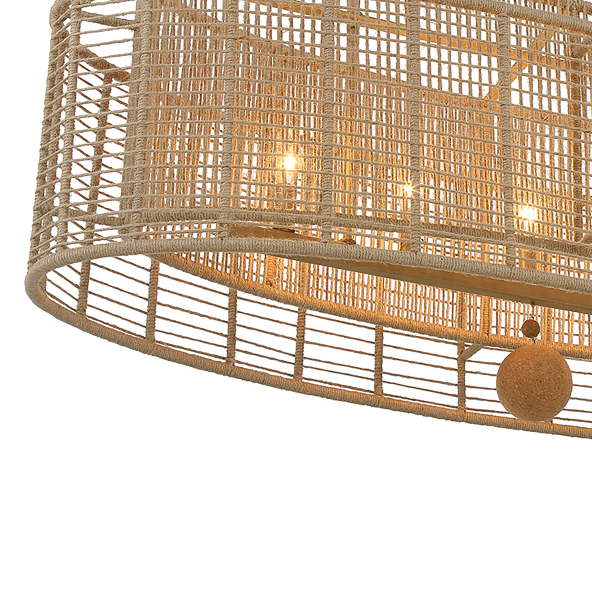 Sellah 5 Light Linear Chandelier 42", Jute and Satin Sand