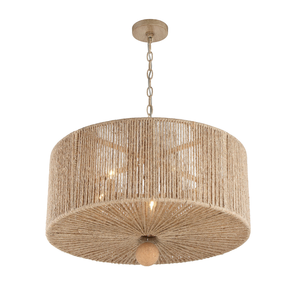 Selma 5 Light Chandelier 24", Jute and Satin Sand