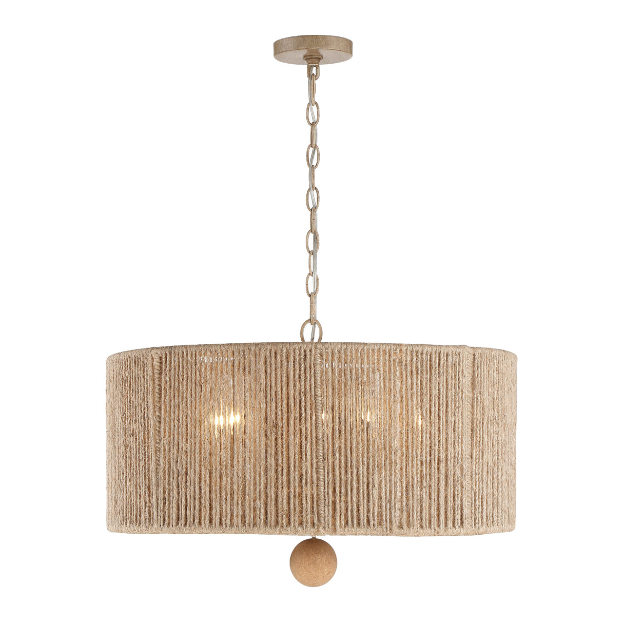 Selma 5 Light Chandelier 24", Jute and Satin Sand