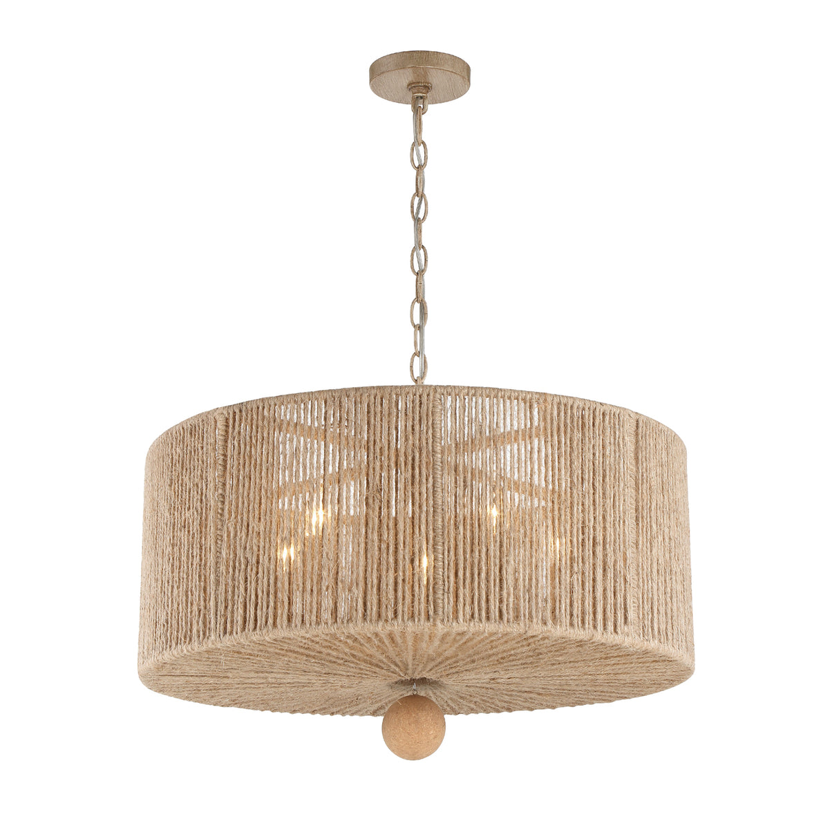 Selma 5 Light Chandelier 24", Jute and Satin Sand