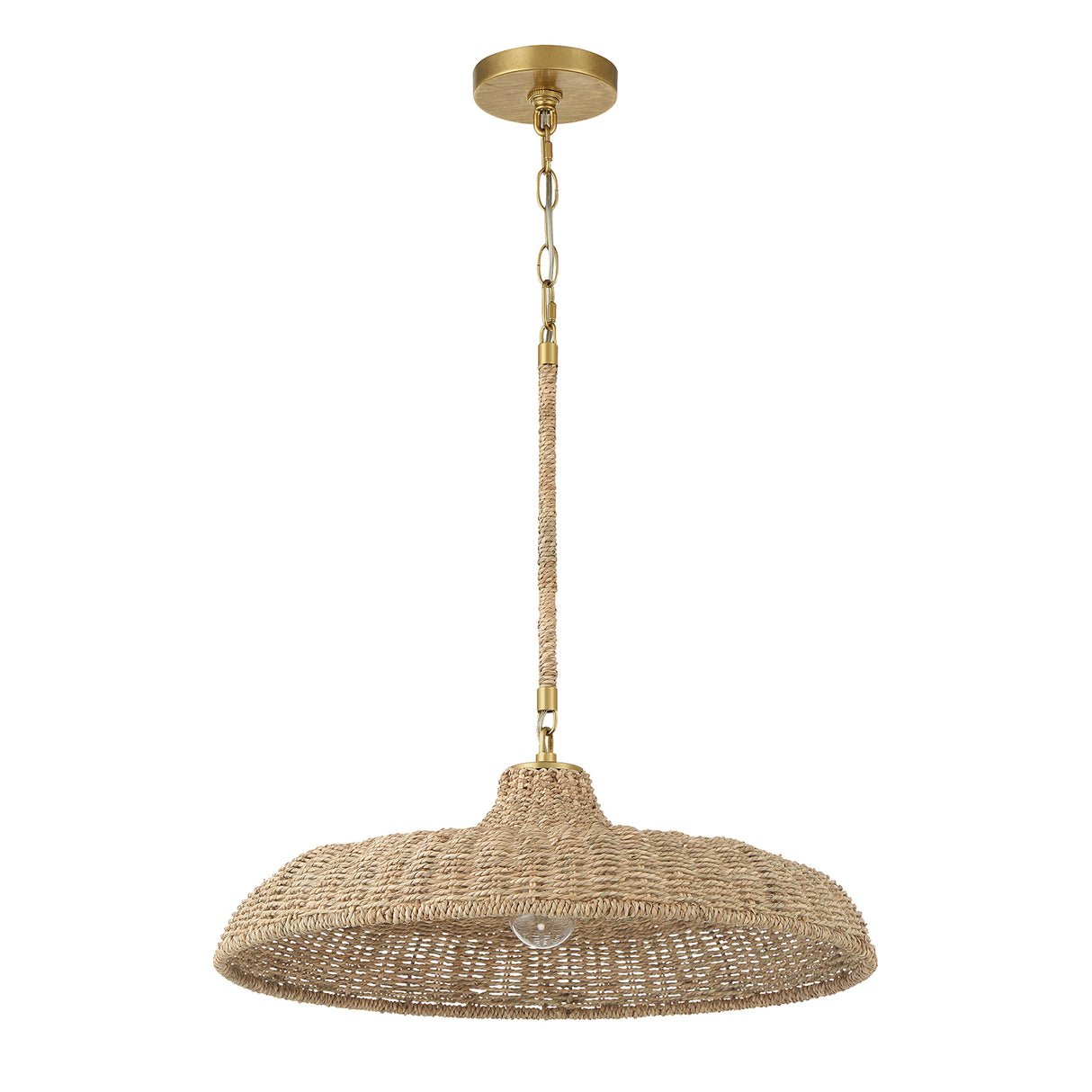 Sarina Pendant 20", Lake Grass and Soft Brass