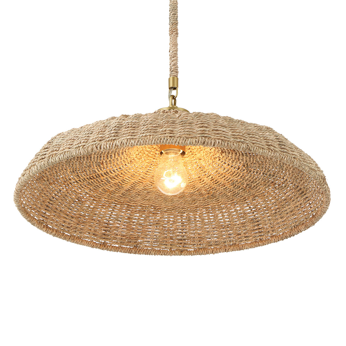 Sarina Pendant 20", Lake Grass and Soft Brass
