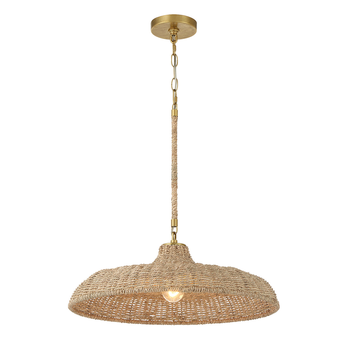 Sarina Pendant 20", Lake Grass and Soft Brass