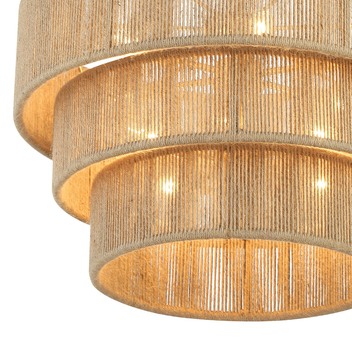 Sorelle 10 Light Chandelier 24", Jute and Soft Brass