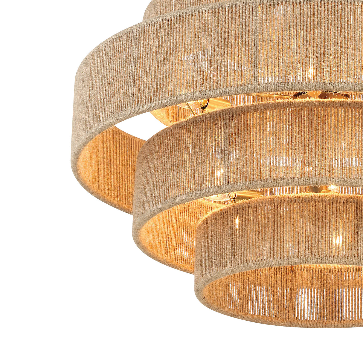 Sorelle 20 Light Chandelier 32", Jute and Soft Brass