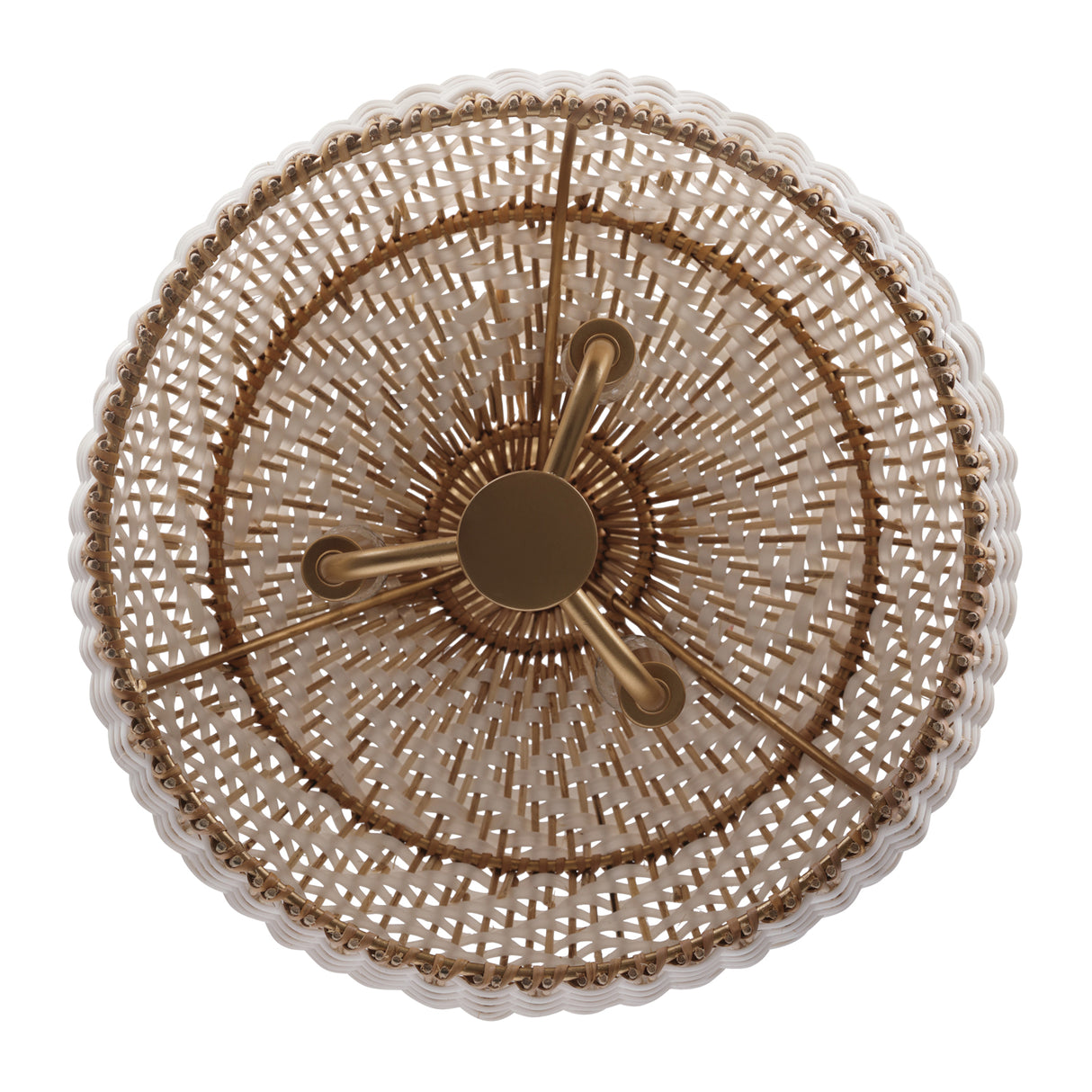 Sienna Medium Pendant 14", Rattan and Soft Brass