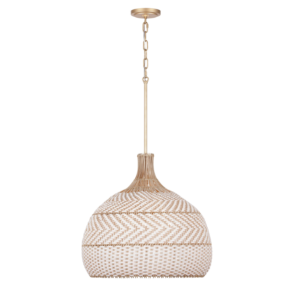 Sienna Large Pendant 21", Rattan and Soft Brass