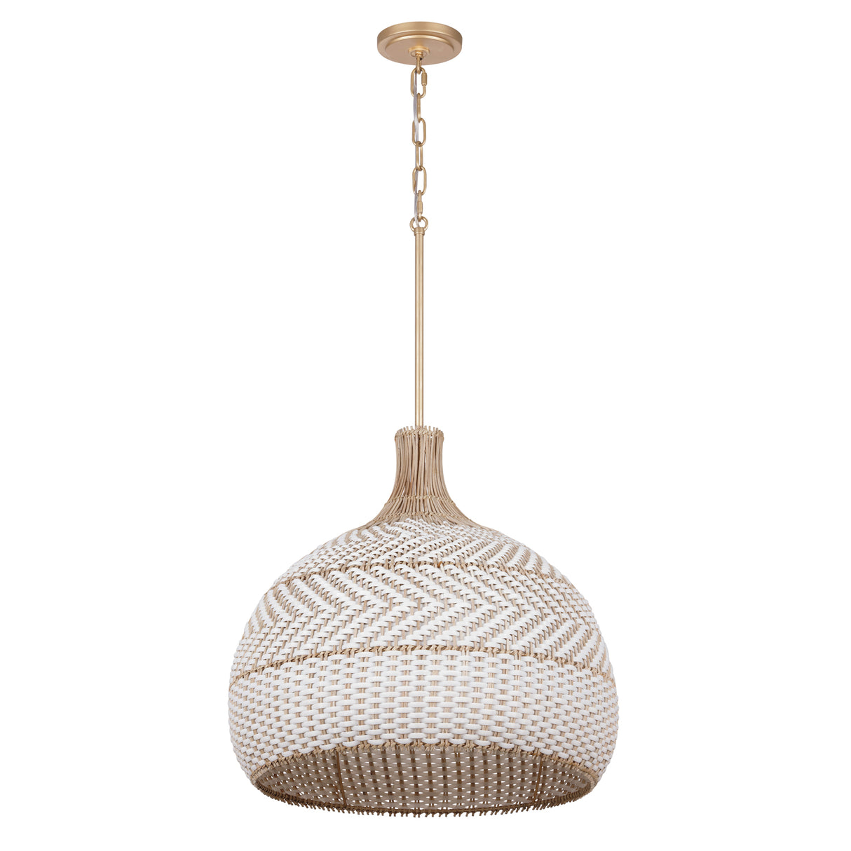 Sienna Large Pendant 21", Rattan and Soft Brass