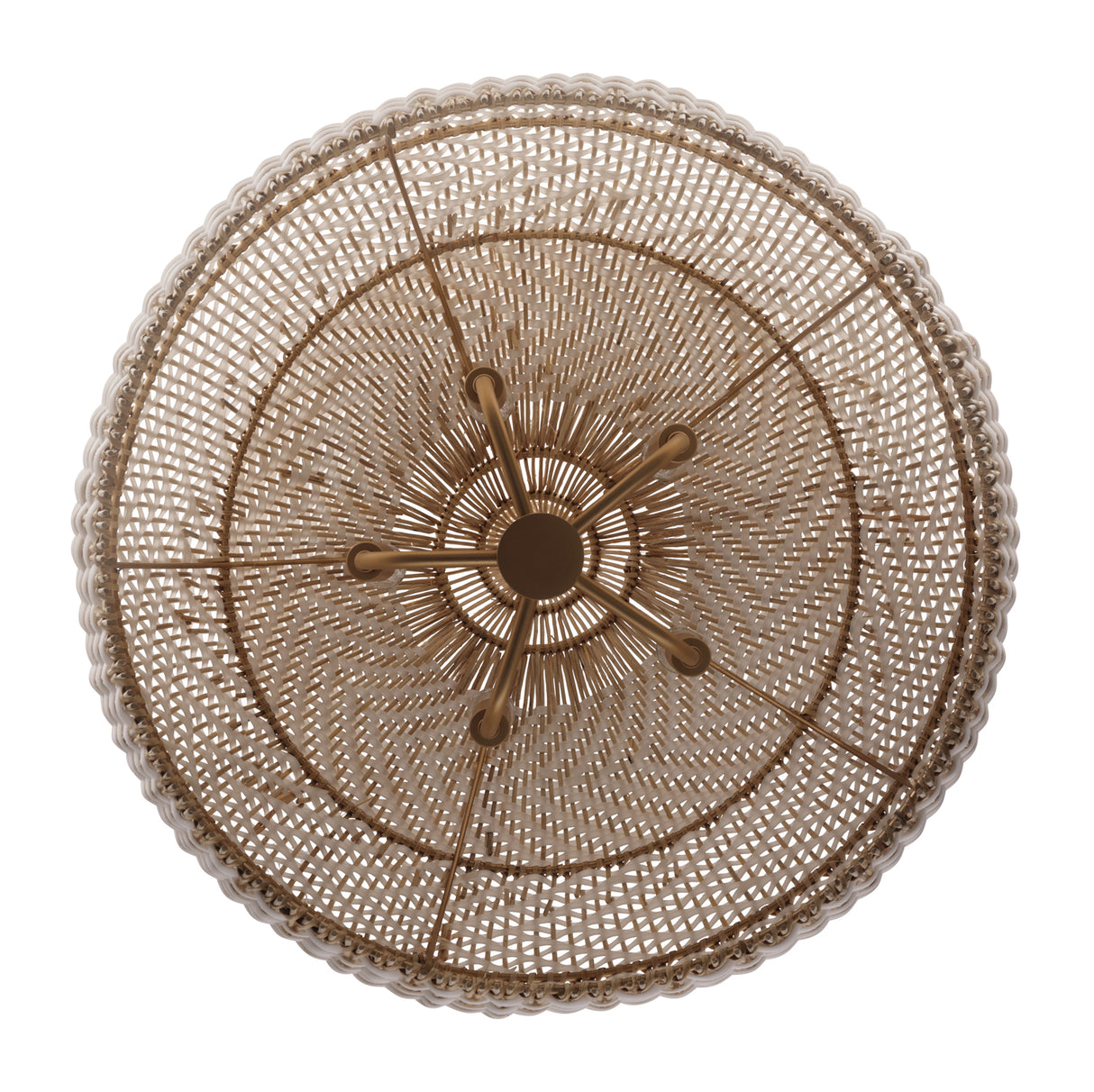 Sienna Large Pendant 21", Rattan and Soft Brass