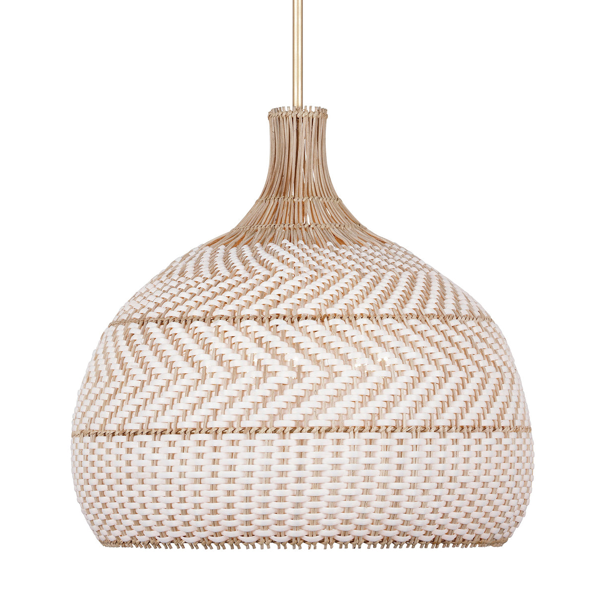 Sienna Large Pendant 21", Rattan and Soft Brass