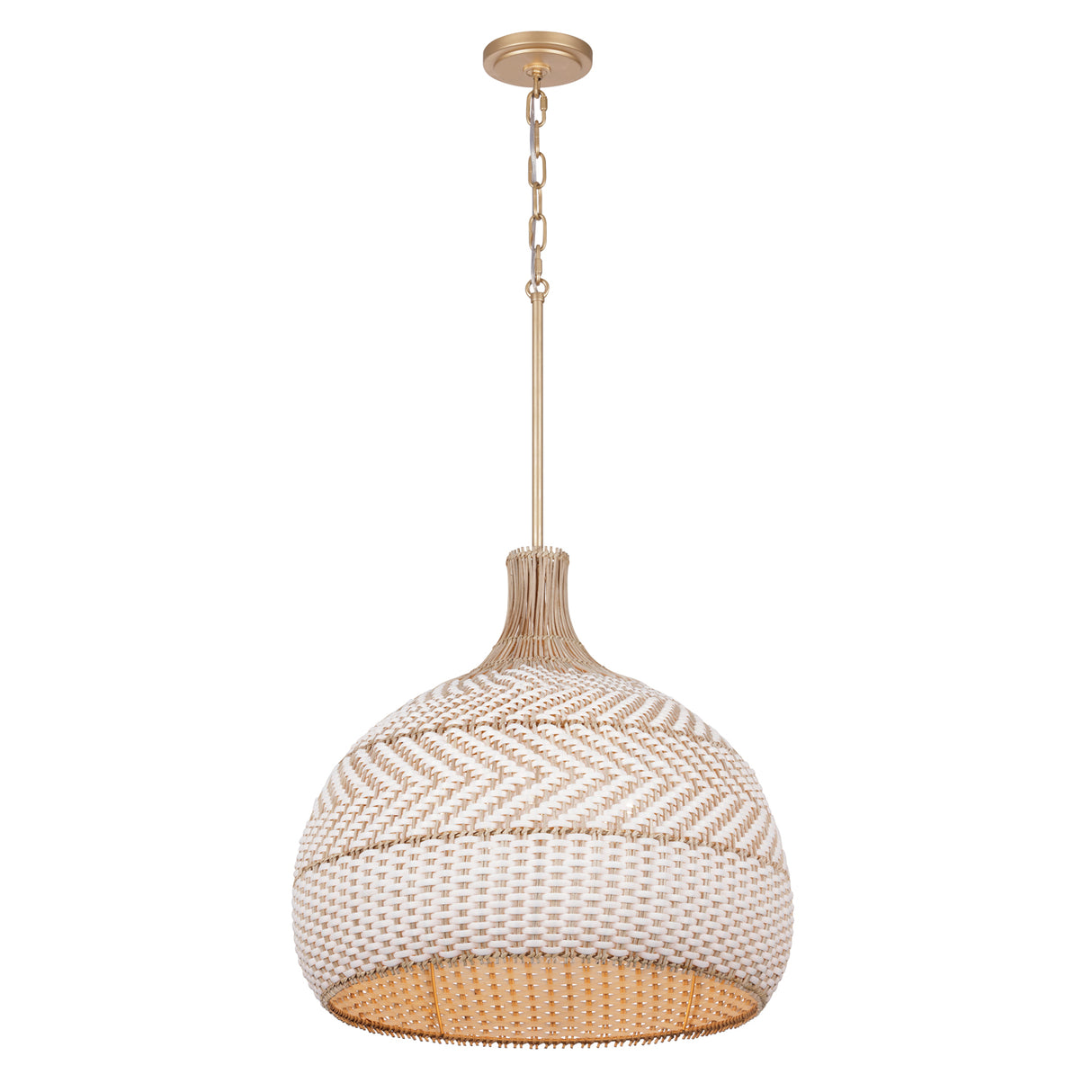 Sienna Large Pendant 21", Rattan and Soft Brass