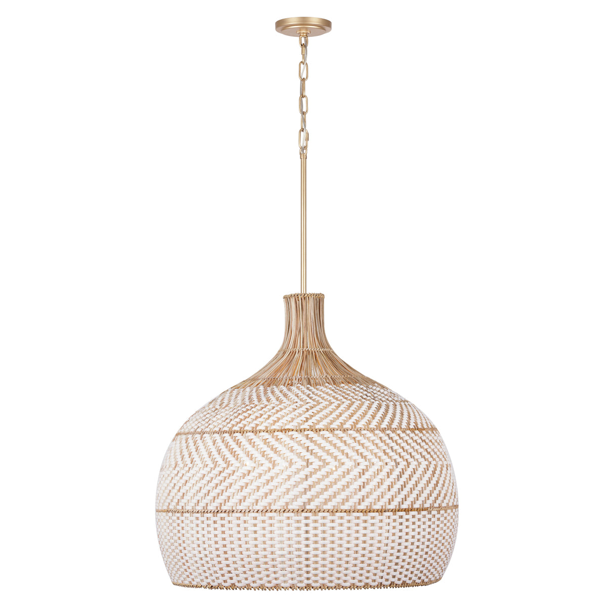 Sienna Extra Large Pendant 26", Rattan and Soft Brass