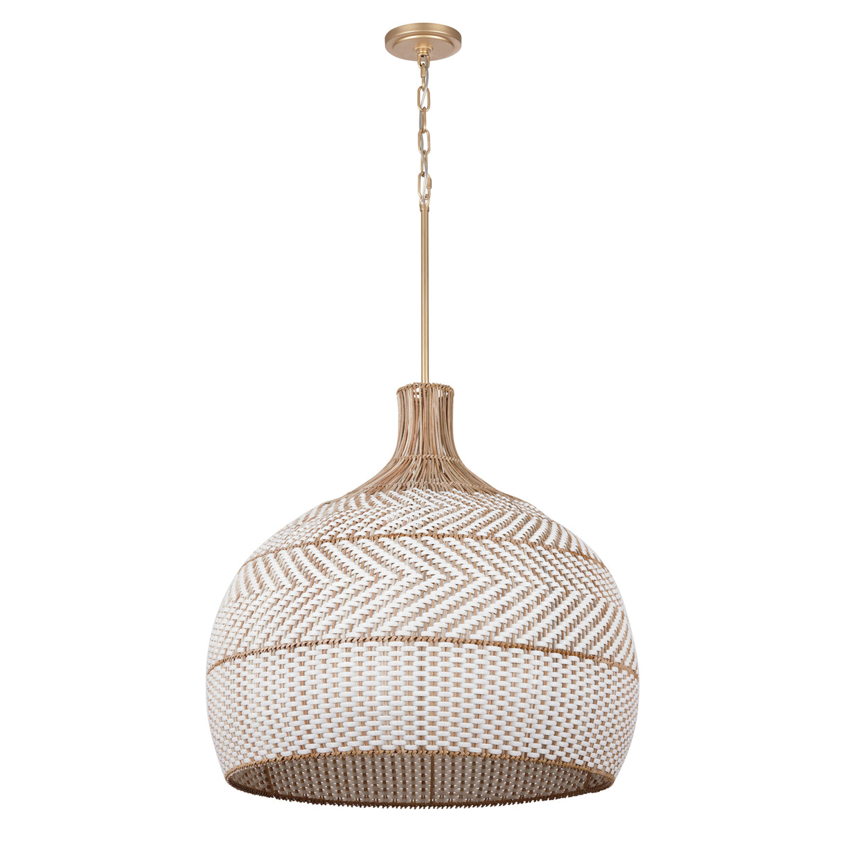 Sienna Extra Large Pendant 26", Rattan and Soft Brass