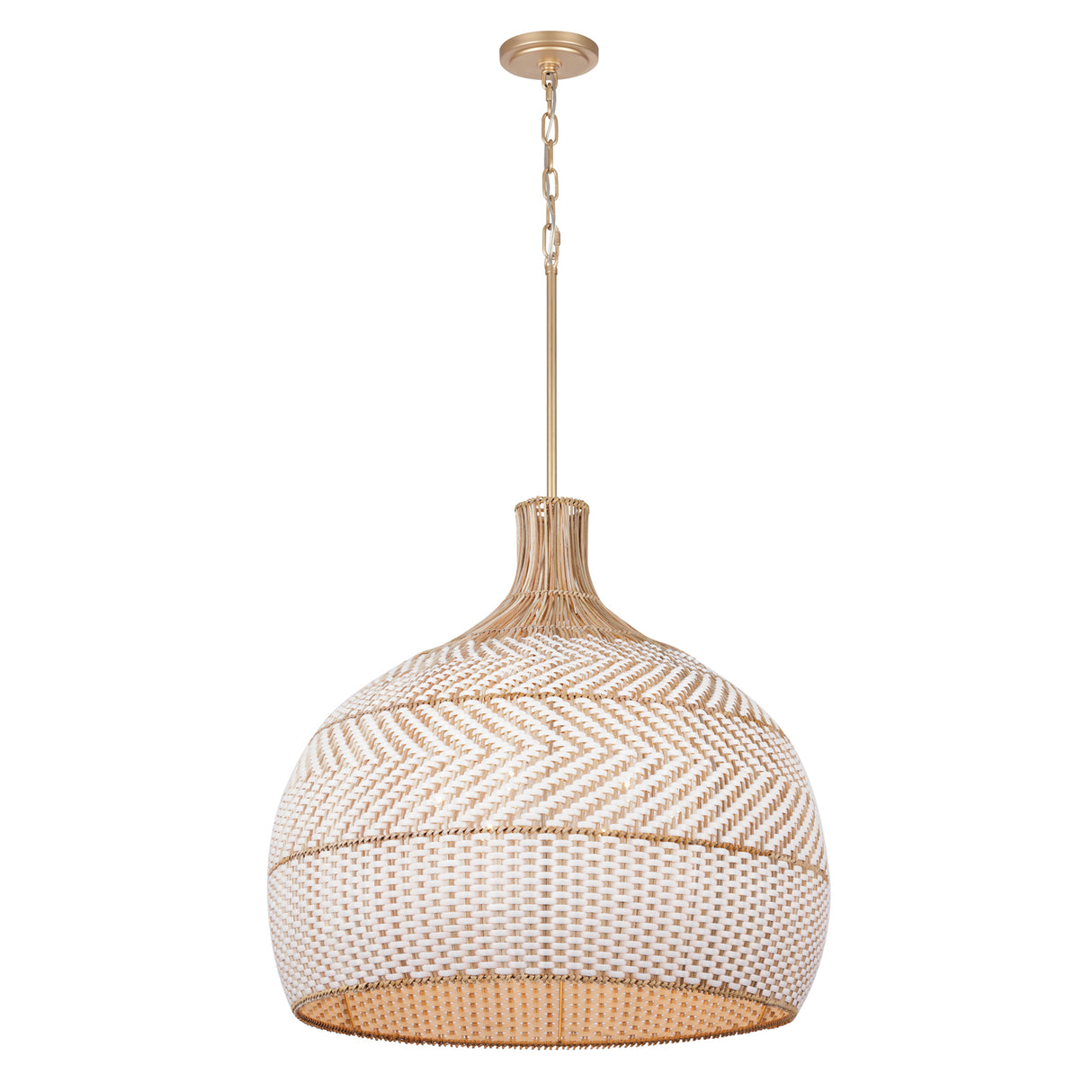 Sienna Extra Large Pendant 26", Rattan and Soft Brass