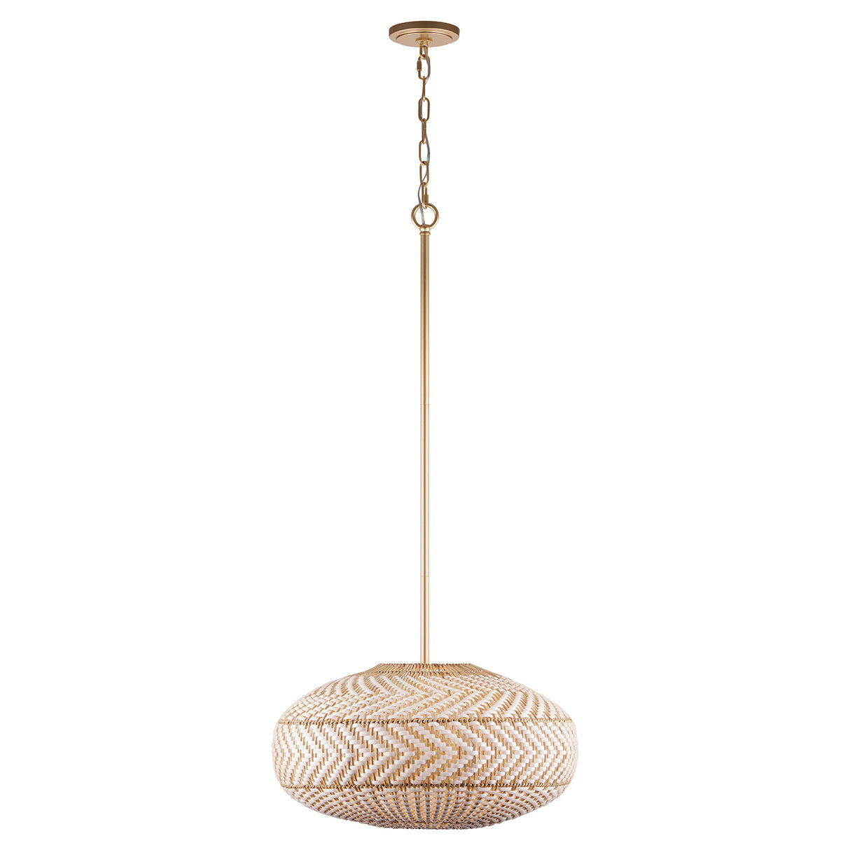 Sienna 4 Light Pendant 22", Rattan and Soft Brass