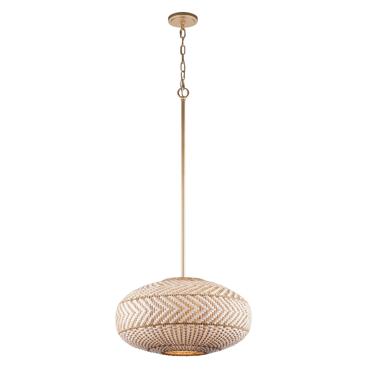 Sienna 4 Light Pendant 22", Rattan and Soft Brass