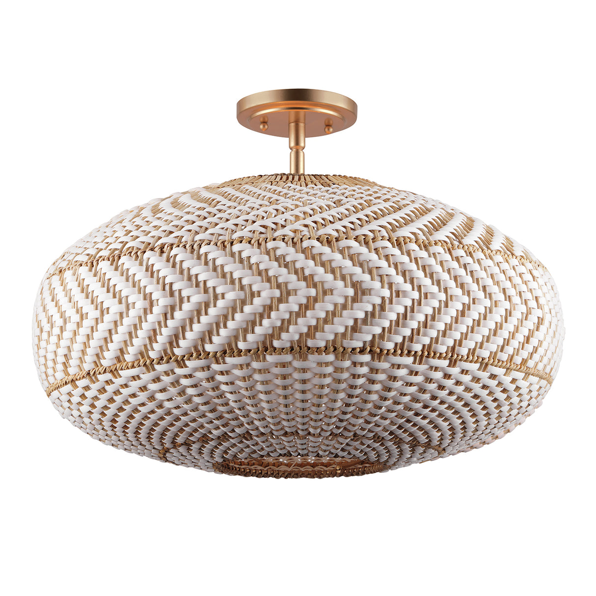 Sienna Semi-Flush 22", Rattan and Soft Brass