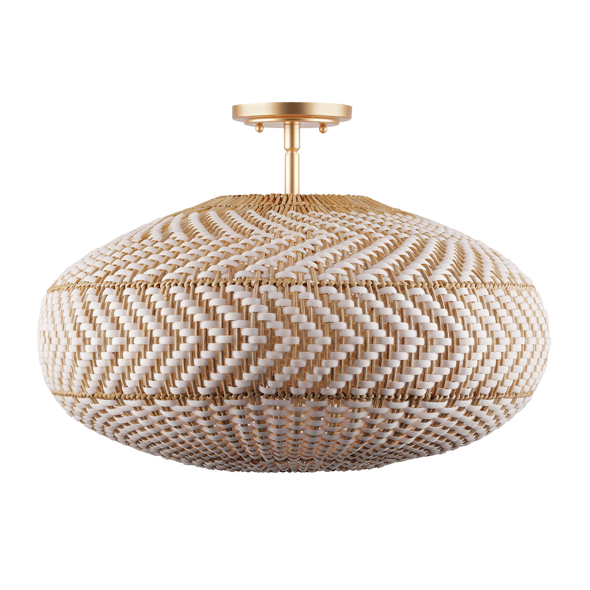 Sienna Semi-Flush 22", Rattan and Soft Brass