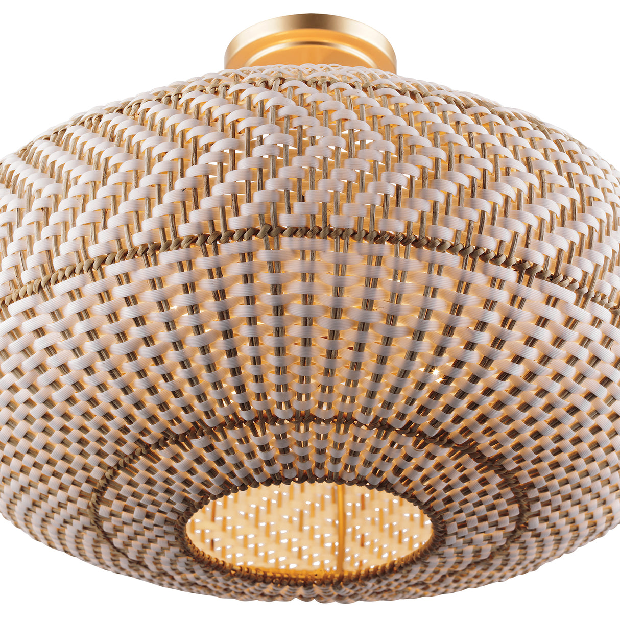Sienna Semi-Flush 22", Rattan and Soft Brass