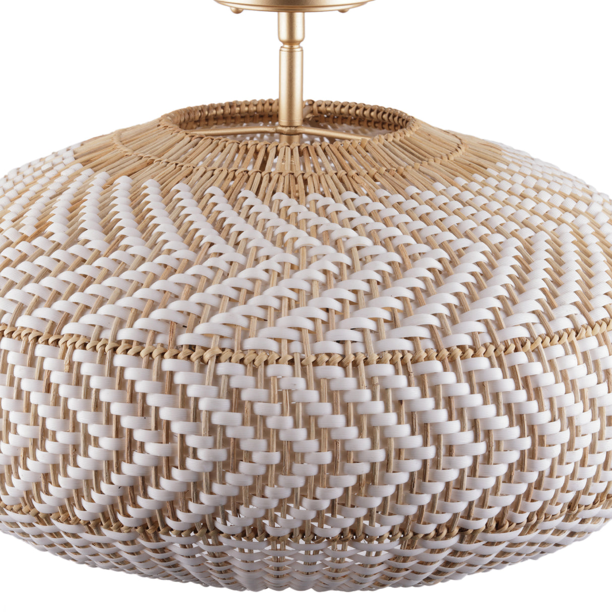 Sienna Semi-Flush 22", Rattan and Soft Brass