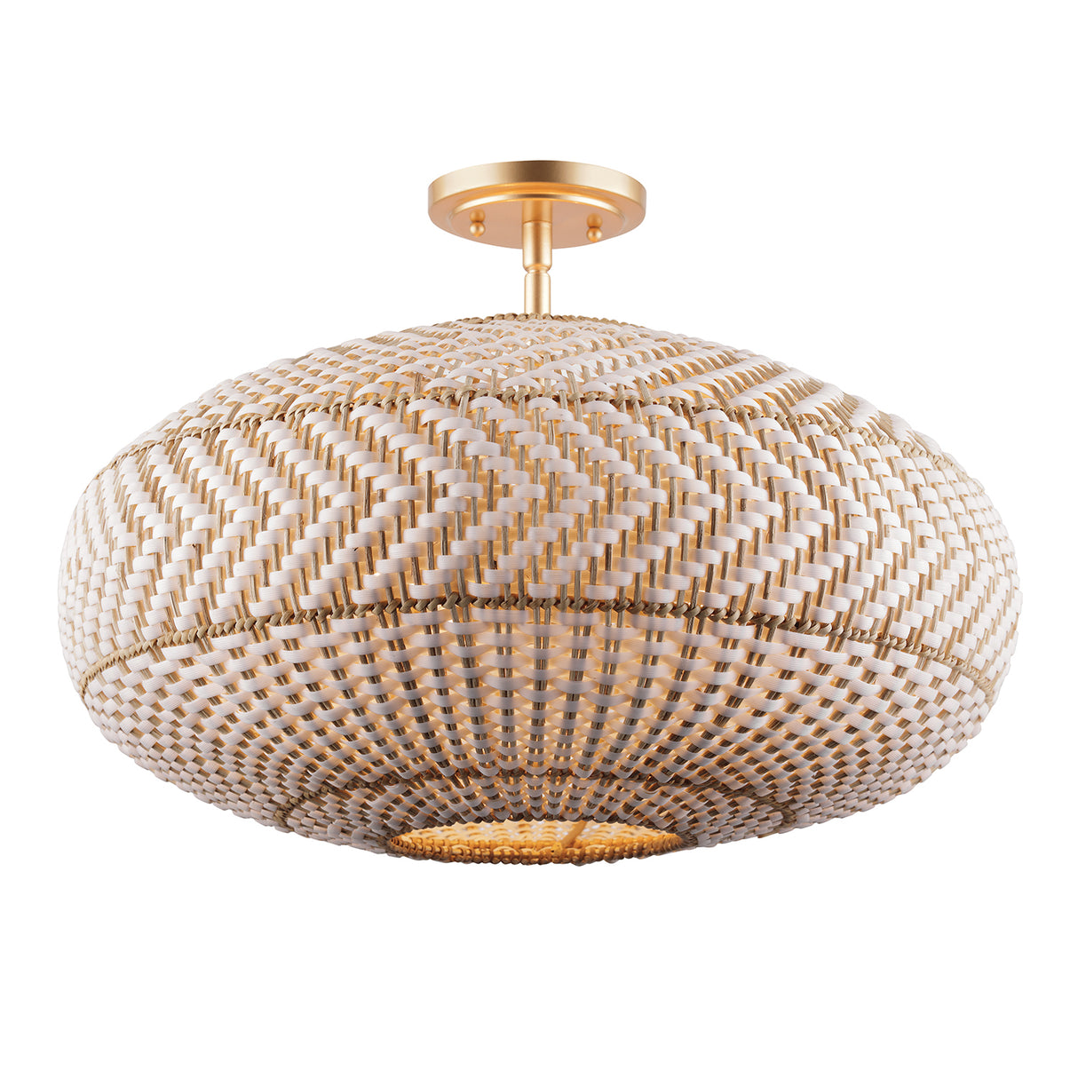 Sienna Semi-Flush 22", Rattan and Soft Brass
