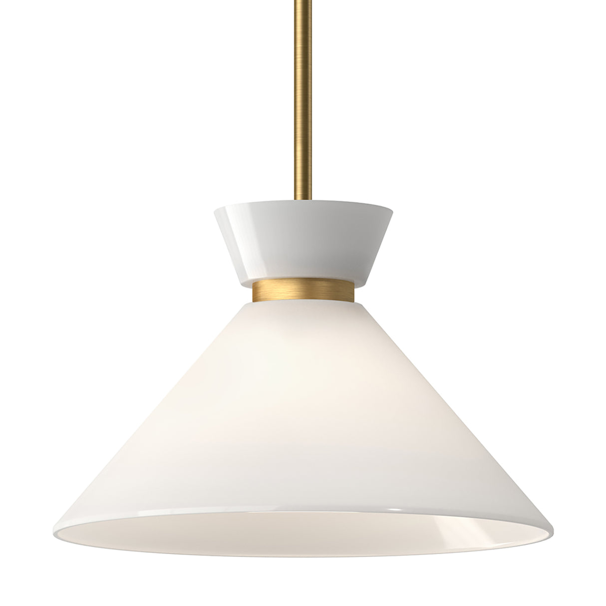 Cori Medium Pendant 14", Brushed Brass and Milk Glass