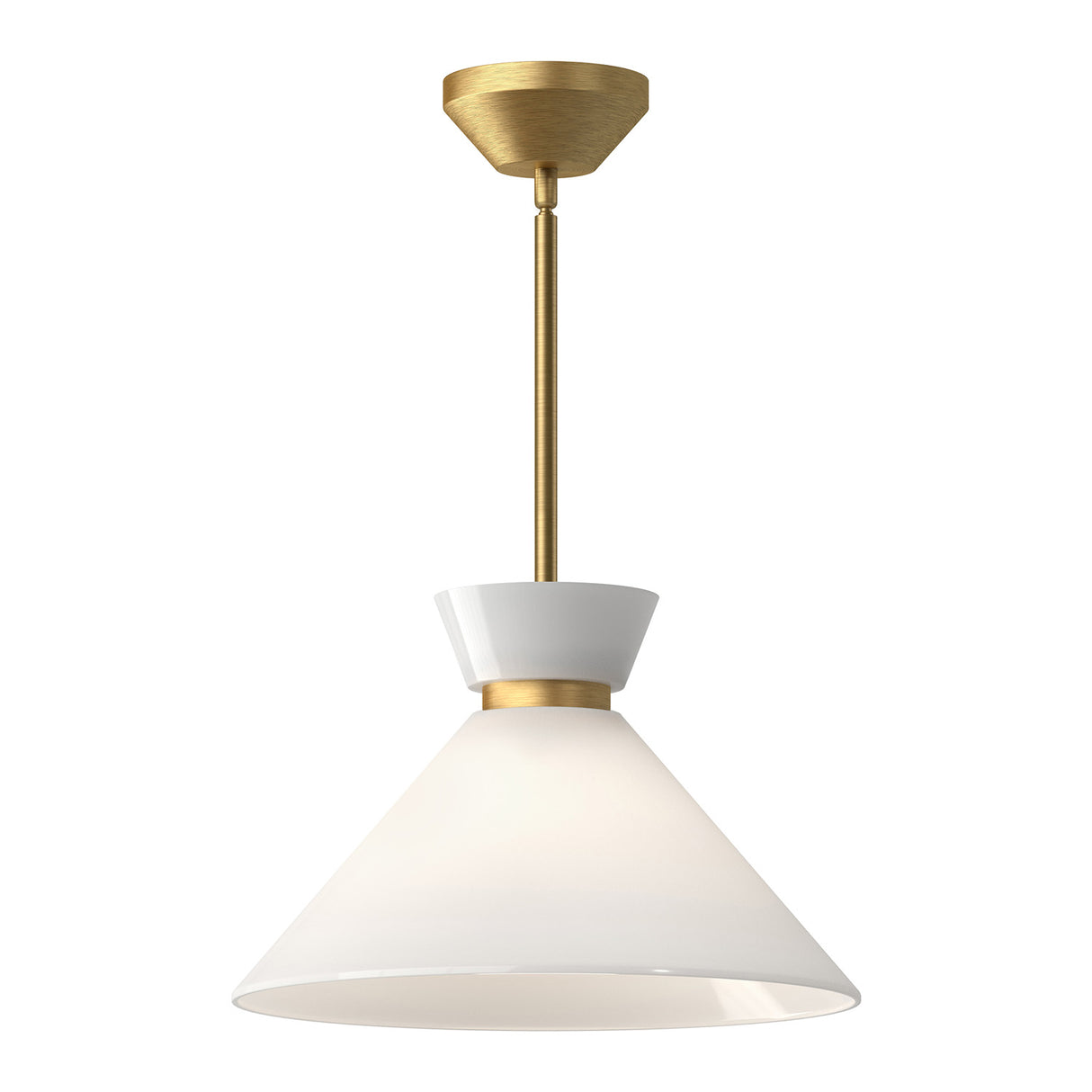 Cori Medium Pendant 14", Brushed Brass and Milk Glass
