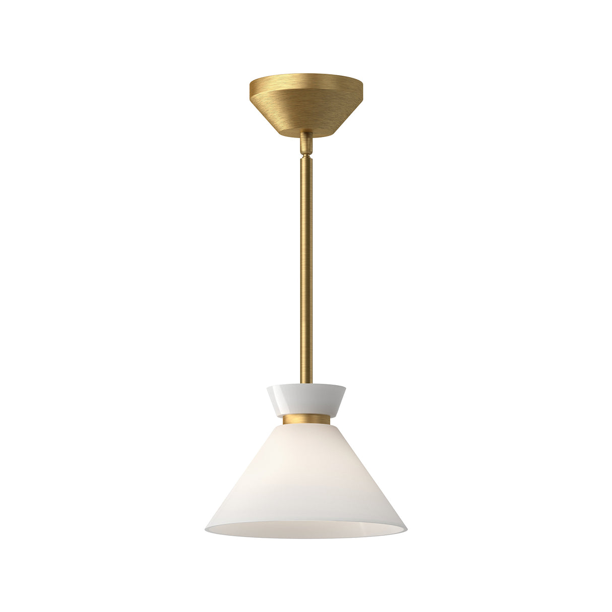 Cori Small Pendant 8", Brushed Brass and Milk Glass
