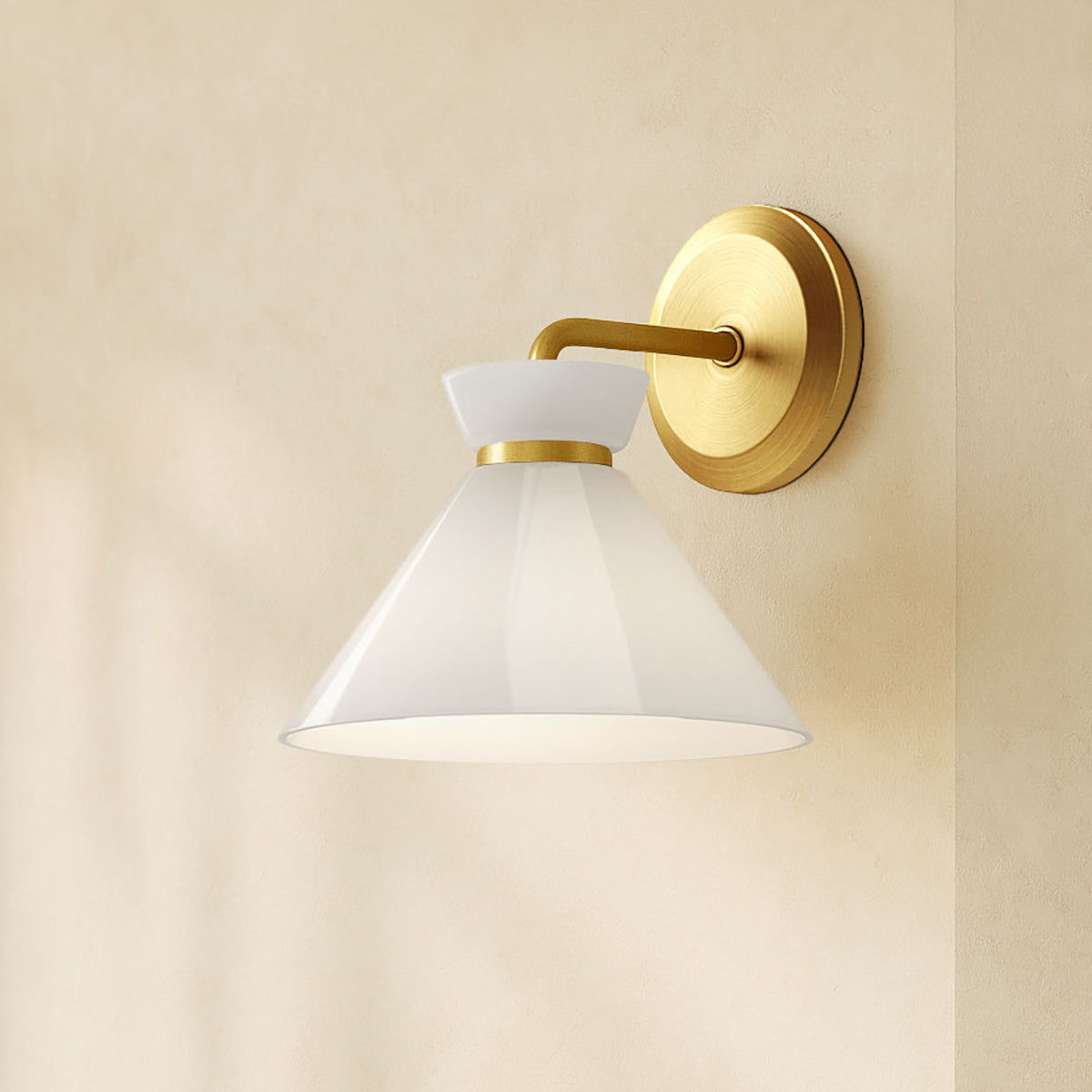 Cori Wall Sconce, Brushed Brass and Milk Glass
