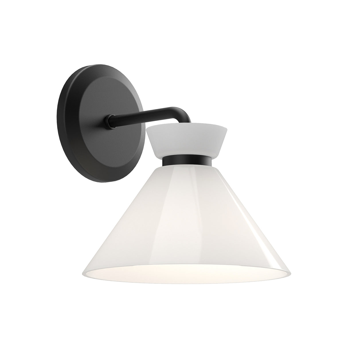 Cori Wall Sconce, Matte Black and Milk Glass