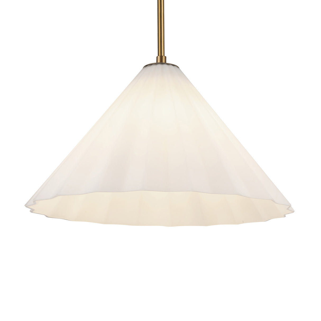 Reese Medium Pendant 14", Aged Brass and Opal Glass