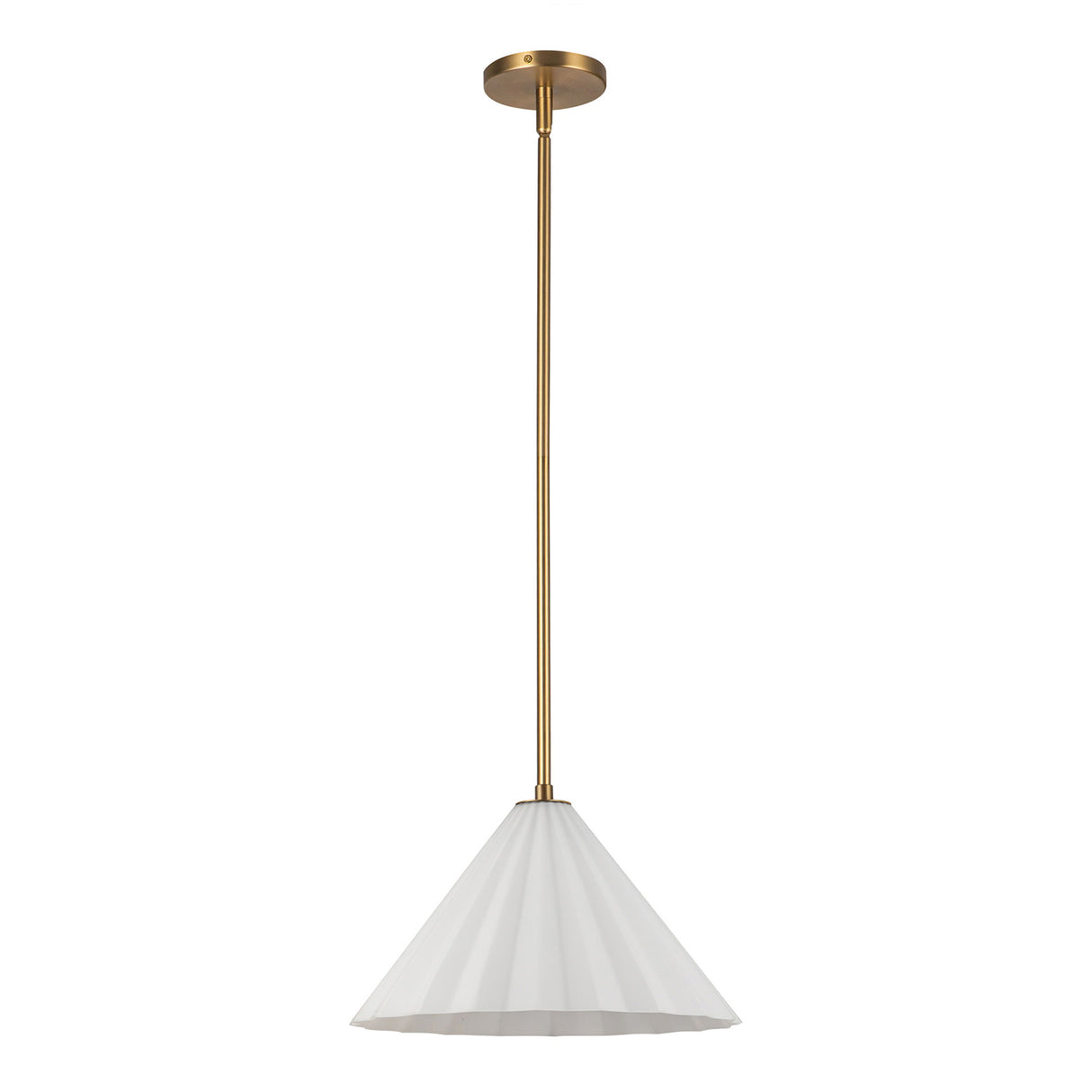 Reese Medium Pendant 14", Aged Brass and Opal Glass