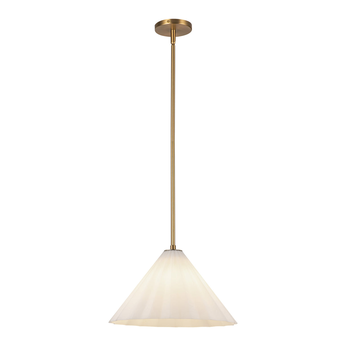 Reese Medium Pendant 14", Aged Brass and Opal Glass