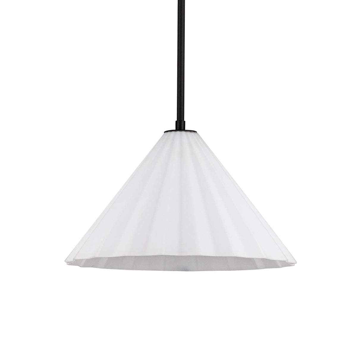 Reese Medium Pendant 14", Matte Black and Opal Glass
