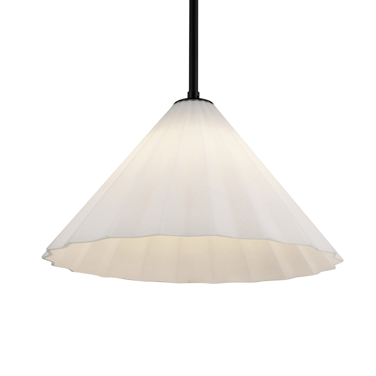 Reese Medium Pendant 14", Matte Black and Opal Glass