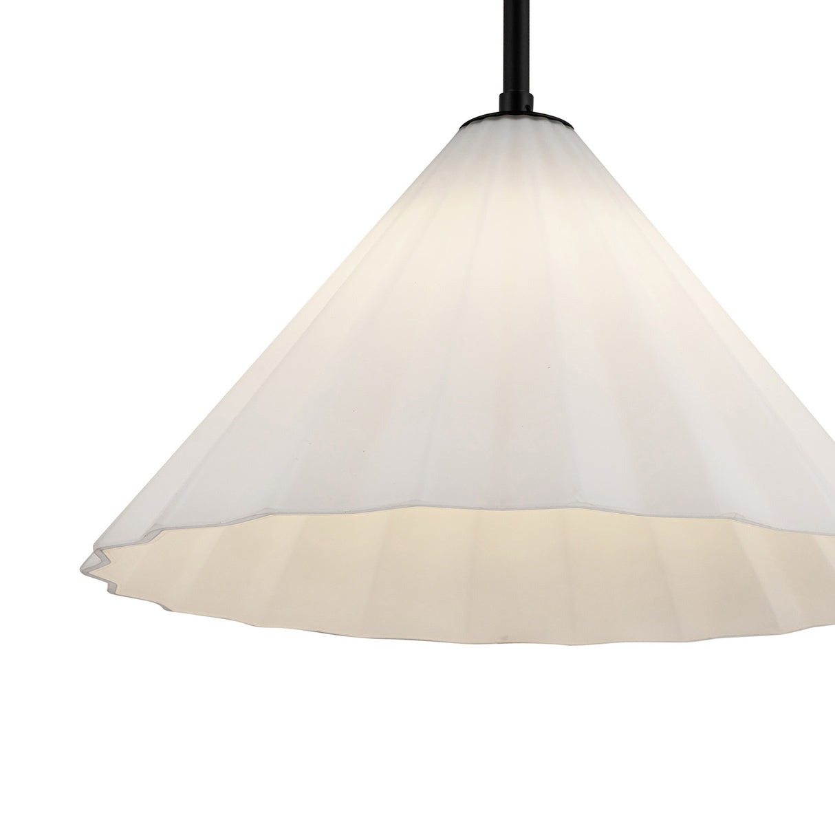 Reese Medium Pendant 14", Matte Black and Opal Glass