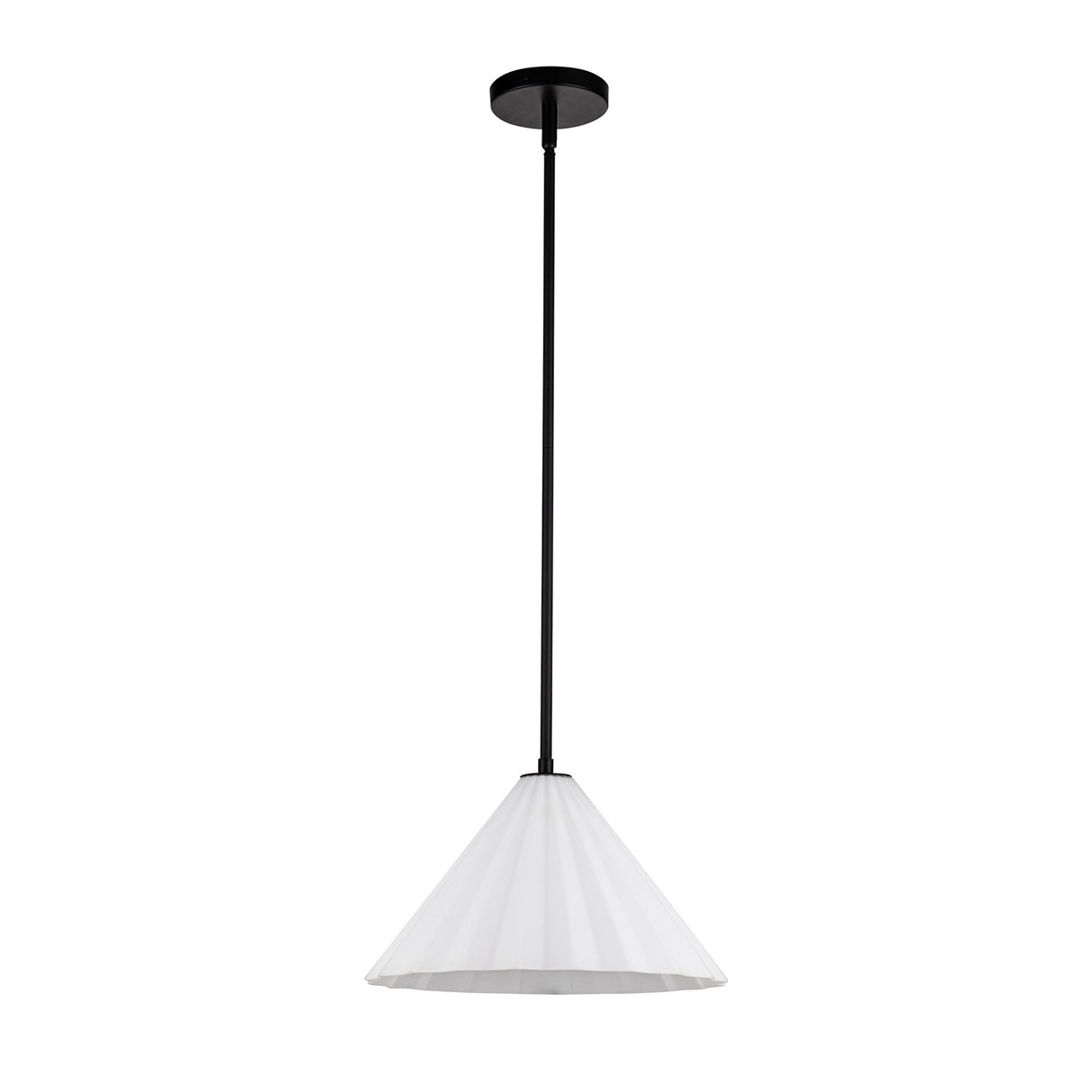 Reese Medium Pendant 14", Matte Black and Opal Glass