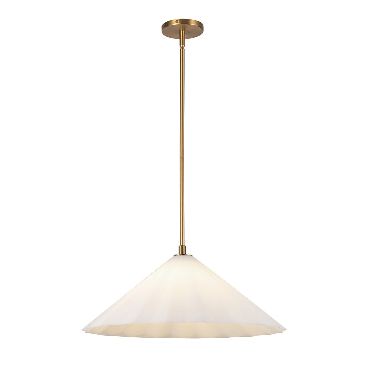 Reese Large Pendant 20", Aged Brass and Opal Glass