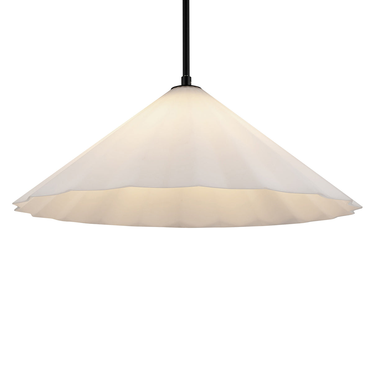 Reese Large Pendant 20", Matte Black and Opal Glass