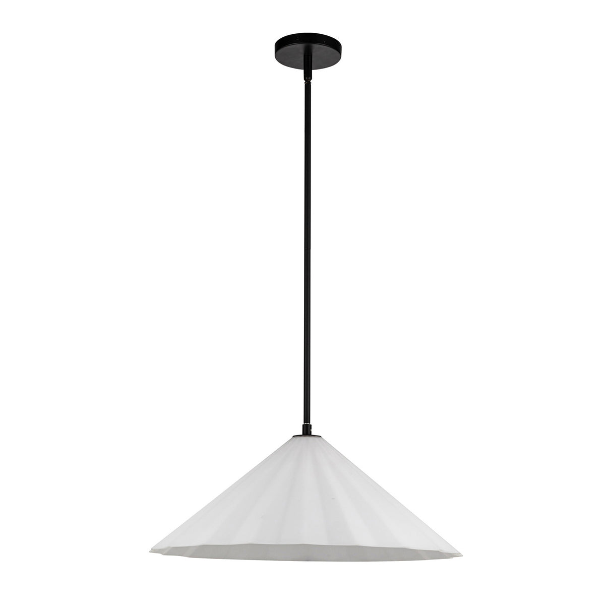 Reese Large Pendant 20", Matte Black and Opal Glass