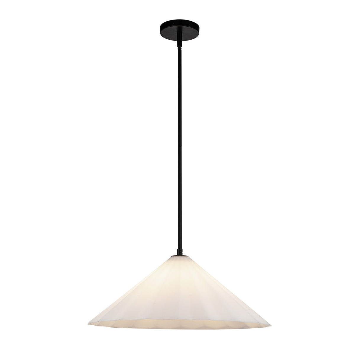Reese Large Pendant 20", Matte Black and Opal Glass