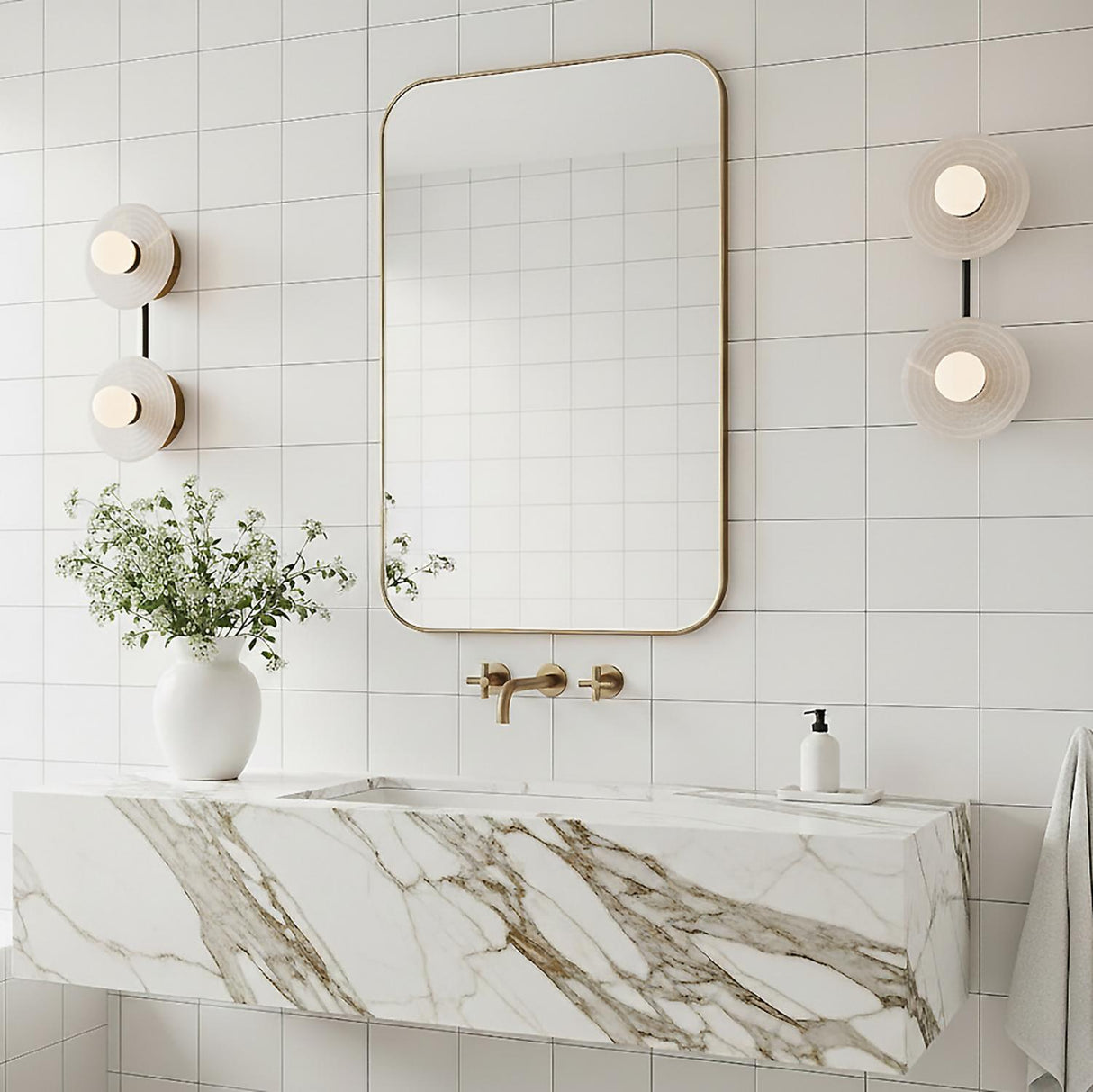 Bren 2 Light LED Vanity, Urban Bronze and Alabaster